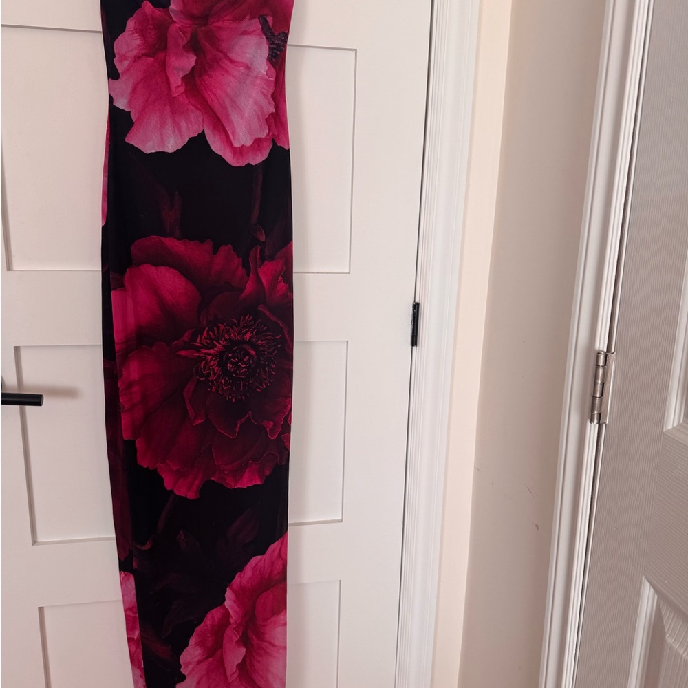 Floral Maxi Dress in Black and Pink